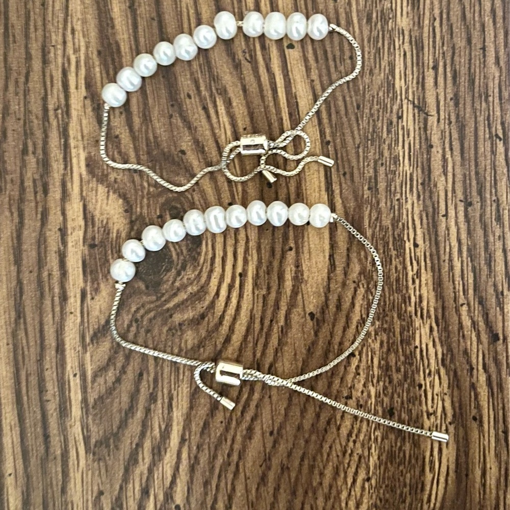 J Crew pull tab slider pearl bracelet set